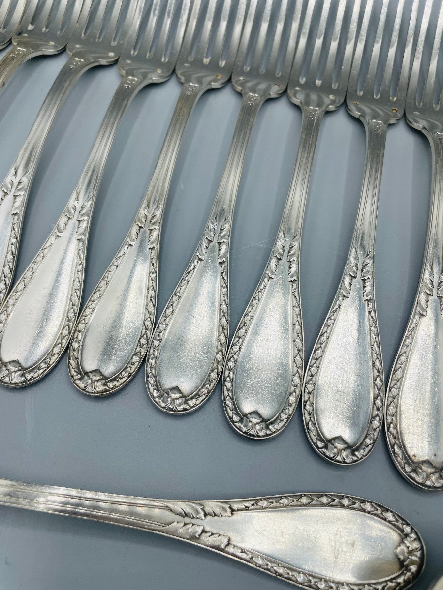 Cutlery In Sterling Silver Lappara & Gabriel 18 Forks And 6 Spoons + 1 Sauce Spoon-photo-1