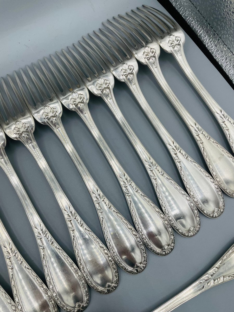 Cutlery In Sterling Silver Lappara & Gabriel 18 Forks And 6 Spoons + 1 Sauce Spoon-photo-6