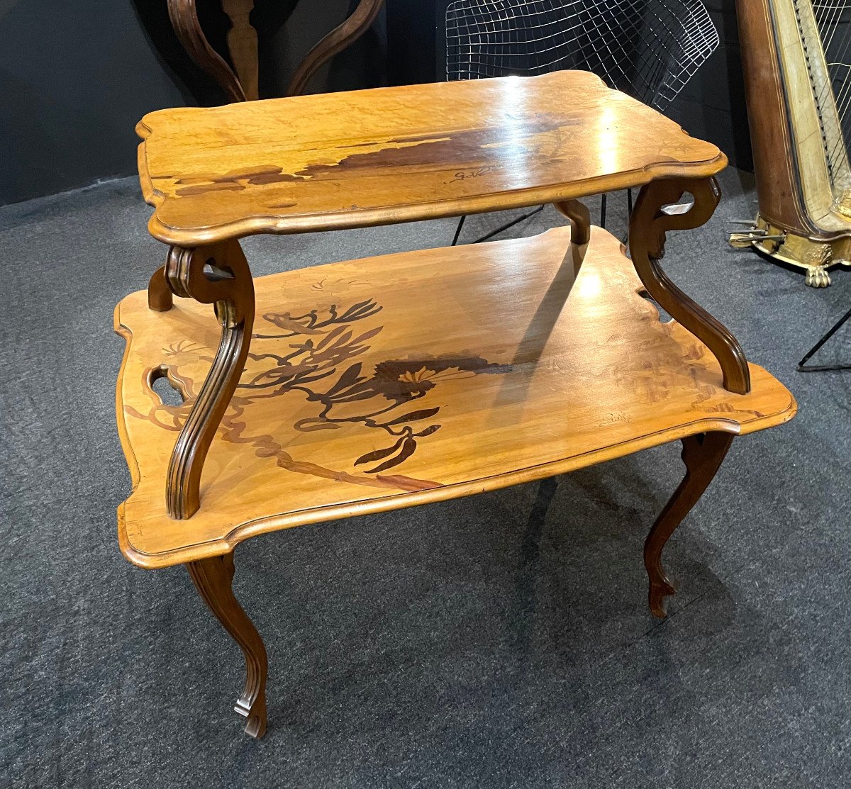 Table à Thé Art Nouveau En Marqueterie Emile Gallé Nancy-photo-2