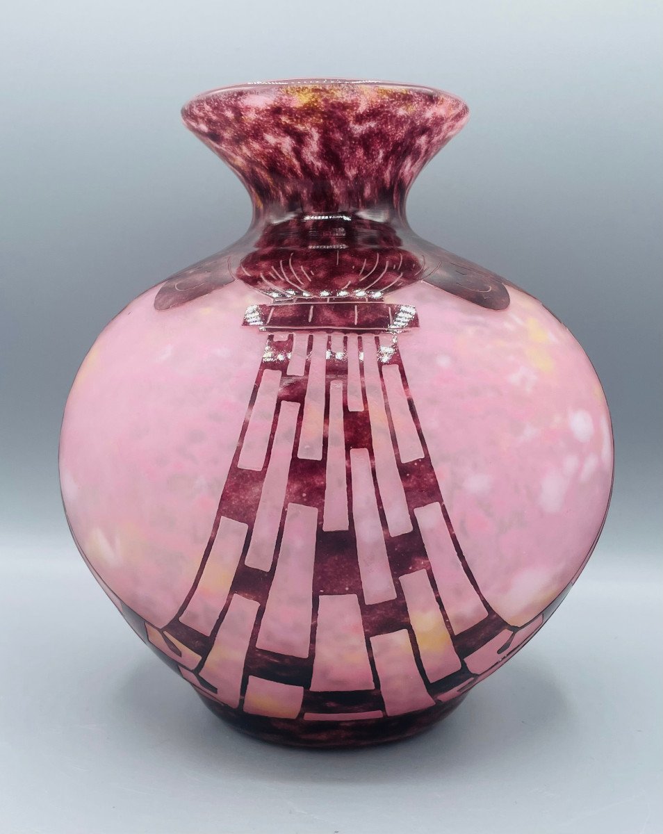 Vase Art Déco "Colliers" Schneider Le Verre Français 1930