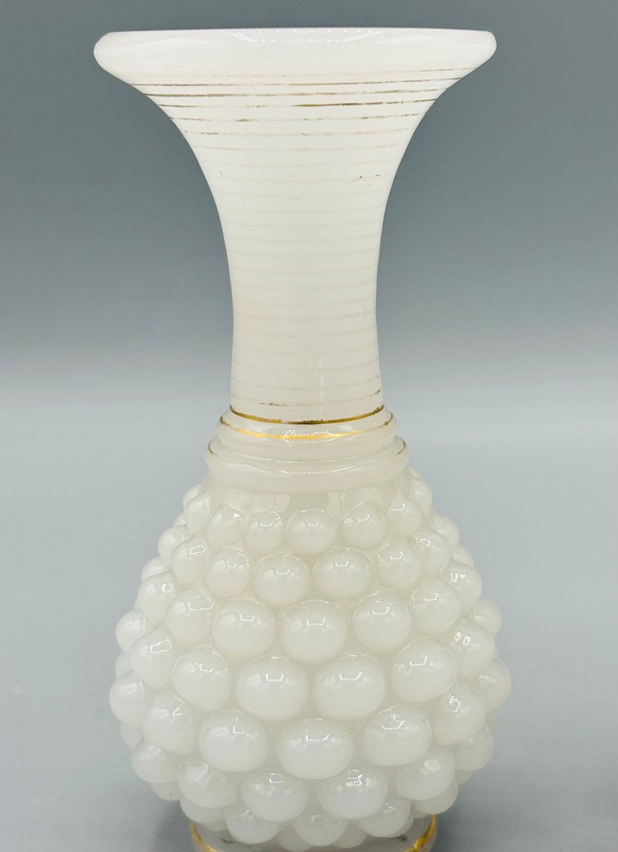 Paire De Vases Baccarat En Opaline Modèle Ananas XIXe Napoléon III-photo-1