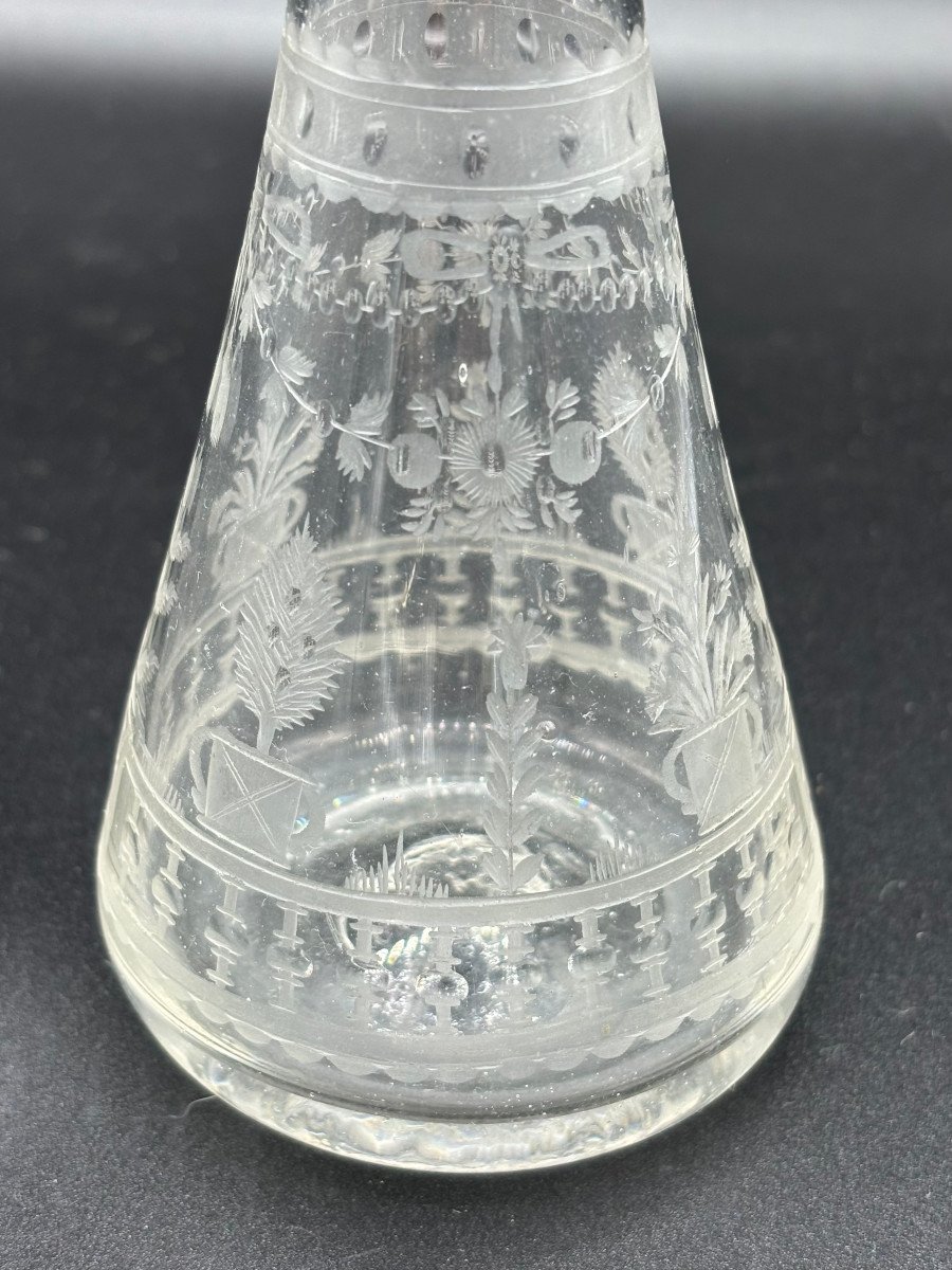 Biberon En Verre Soufflé Gravé et Etain Epoque XVIIIe - XIXe-photo-4