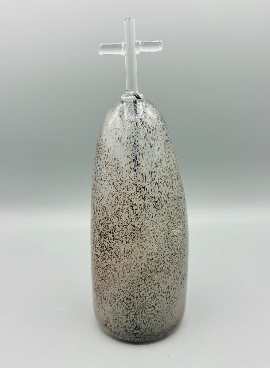 “menhir” Bottle In Blown Glass Signed Ghislène Jolivet Era Novaro-photo-2