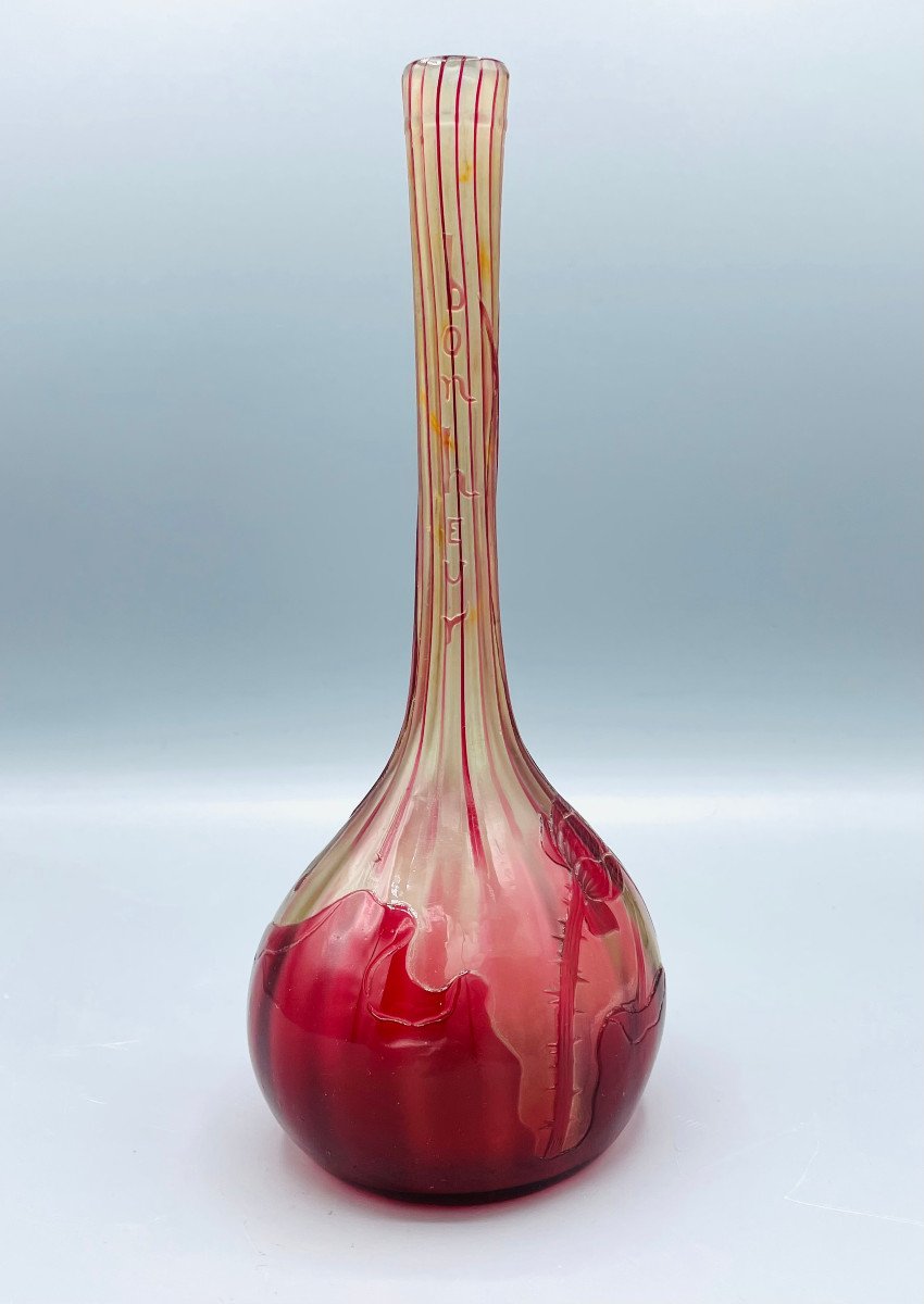 Art Nouveau Talking Vase With Lotuses Emile Gallé Nancy Japanese Fire Polished 1900-photo-3