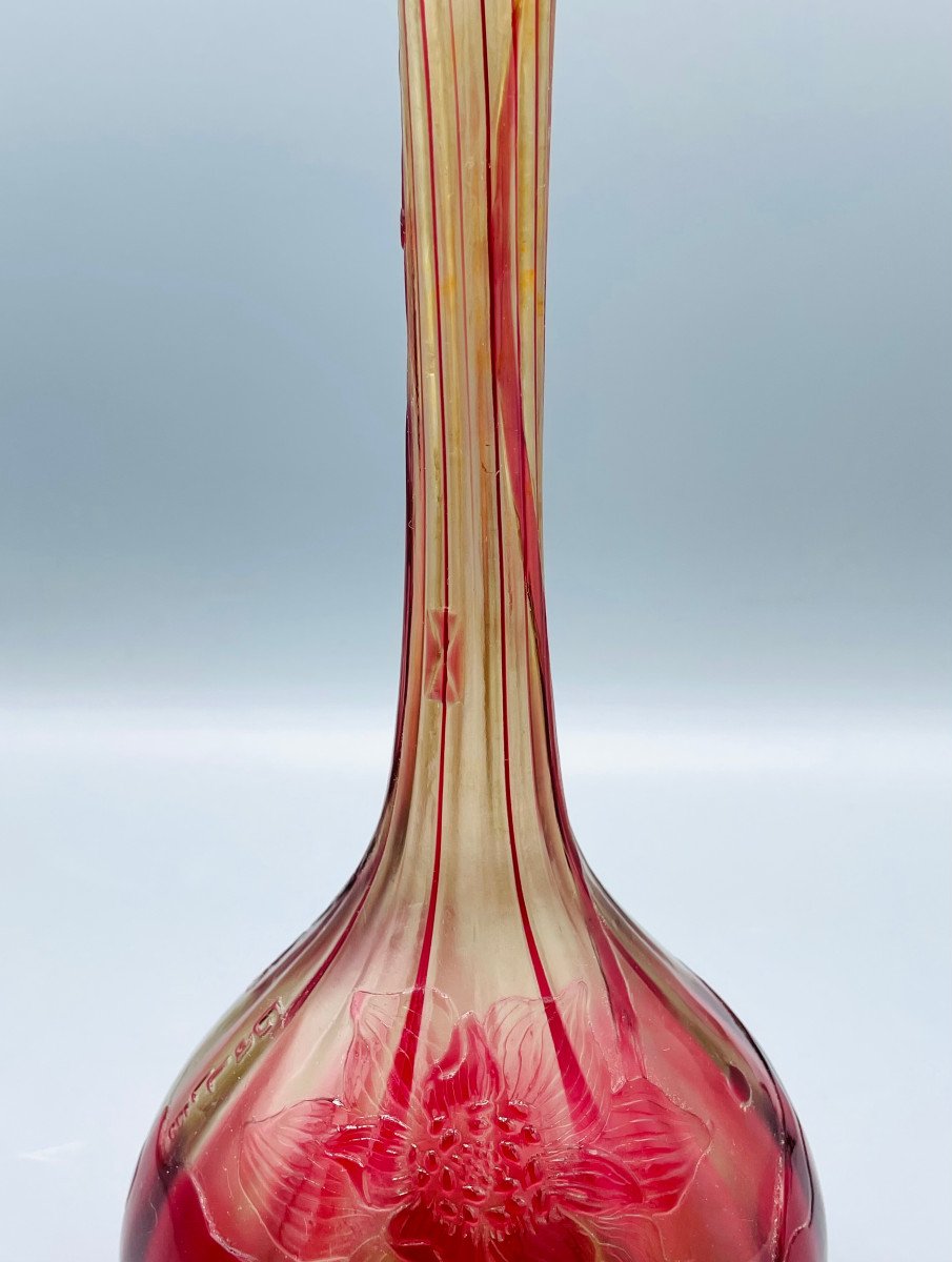 Art Nouveau Talking Vase With Lotuses Emile Gallé Nancy Japanese Fire Polished 1900-photo-2