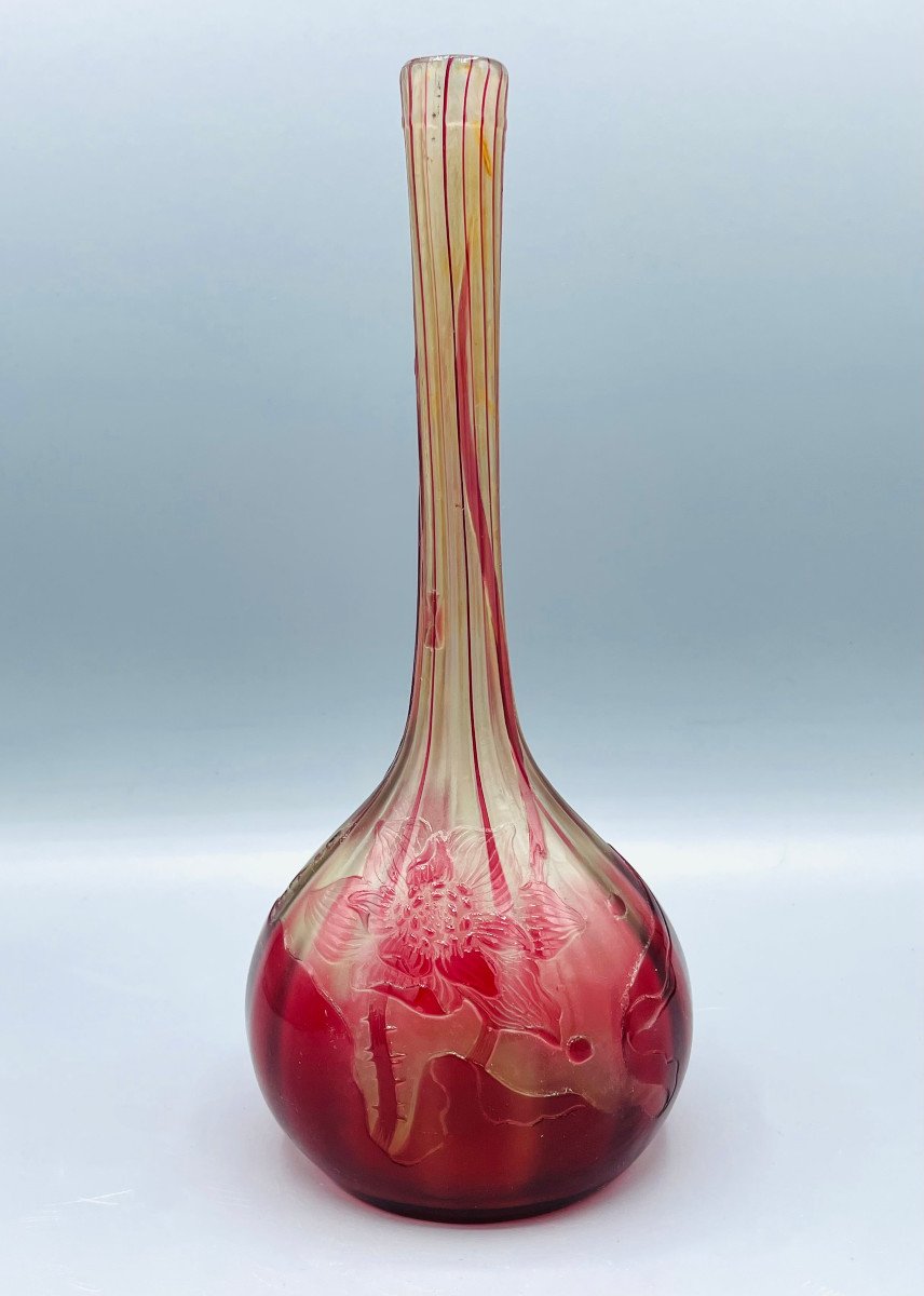 Vase Parlant Art Nouveau Aux Lotus Emile Gallé Nancy Poli Au Feu Japonisant 1900