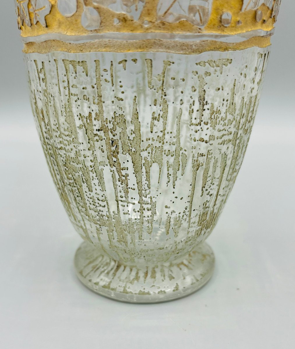 Vase Art Déco aux Feuilles de Lierre Daum Nancy France 1930-photo-2