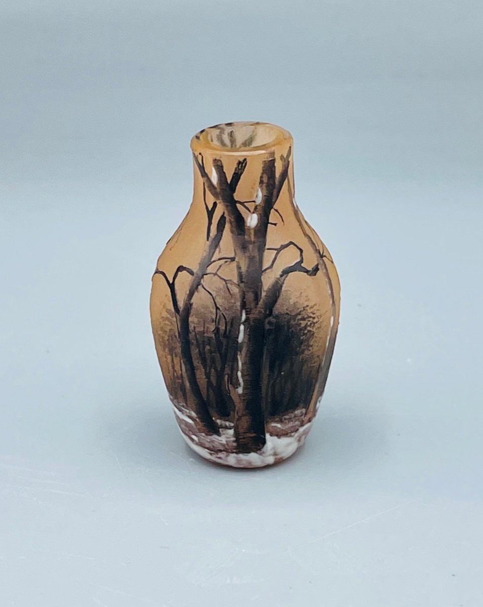 Art Nouveau Miniature Vase Snow Landscape Daum Nancy-photo-2