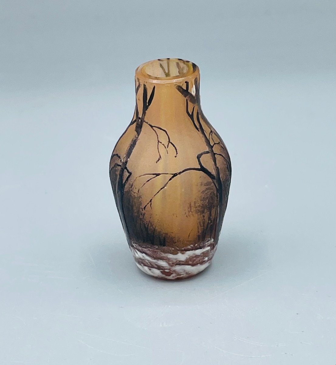 Art Nouveau Miniature Vase Snow Landscape Daum Nancy-photo-4