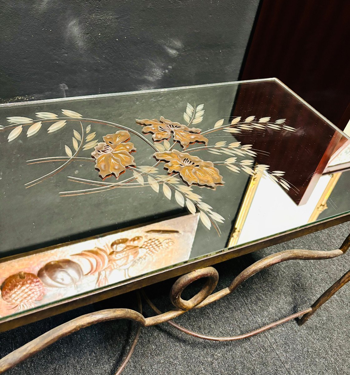 René Drouet Wrought Iron And Glass Coffee Table Circa 1940-photo-4