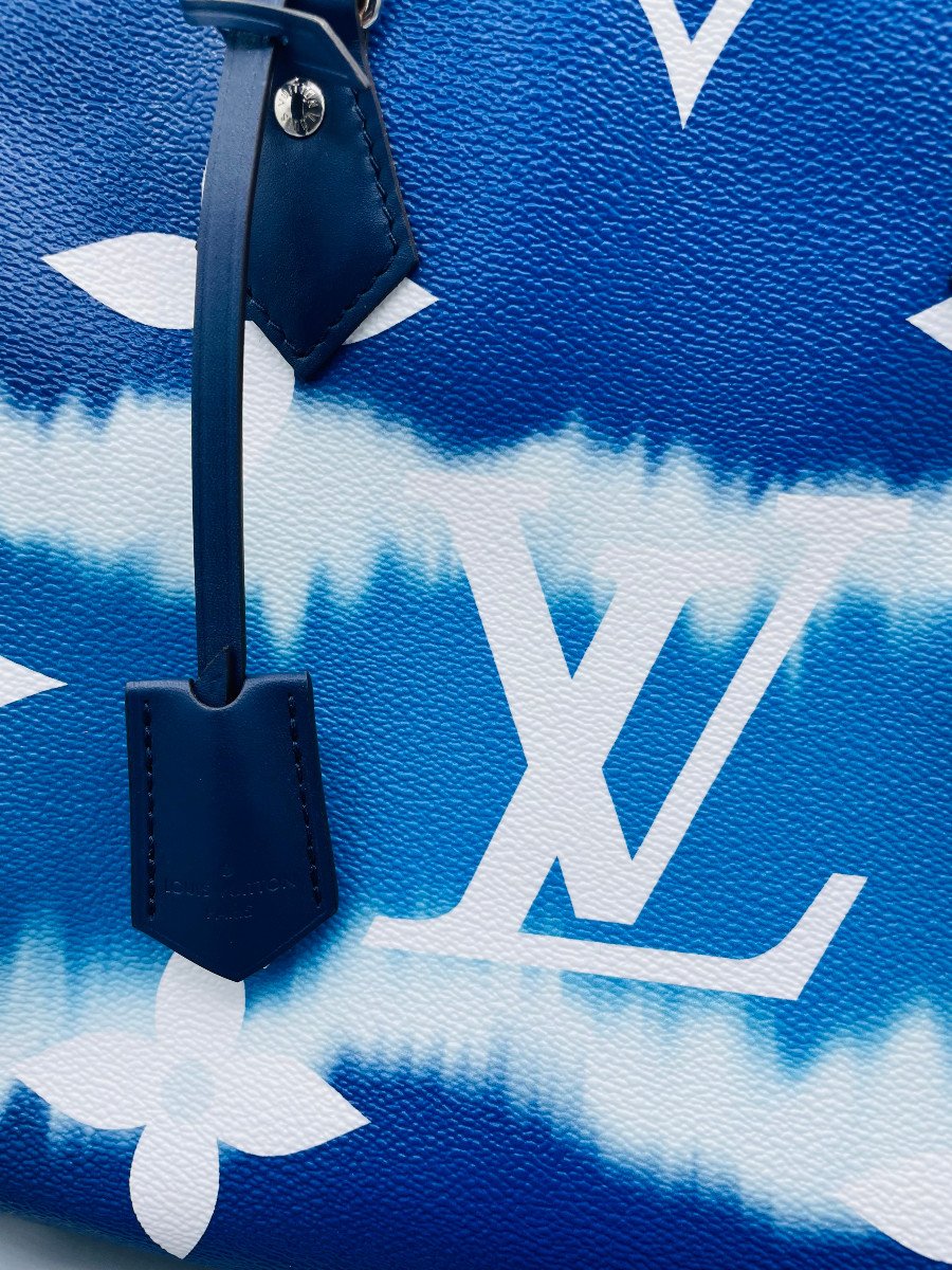 Sac à Main En Cuir Louis Vuitton Speedy 30 Bandouillère Escale Bleu Edition Limitée-photo-4