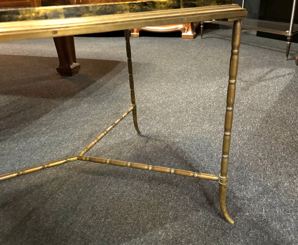 Bamboo Coffee Table In Gilded Bronze Lacquer Maison Baguès 1960-photo-4