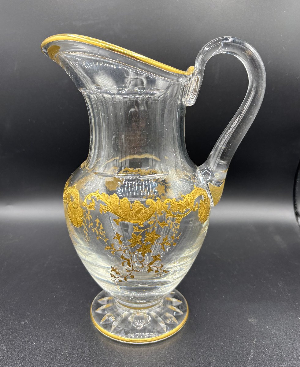 Saint Louis Crystal Water Pitcher Massenet Gold Model-photo-2