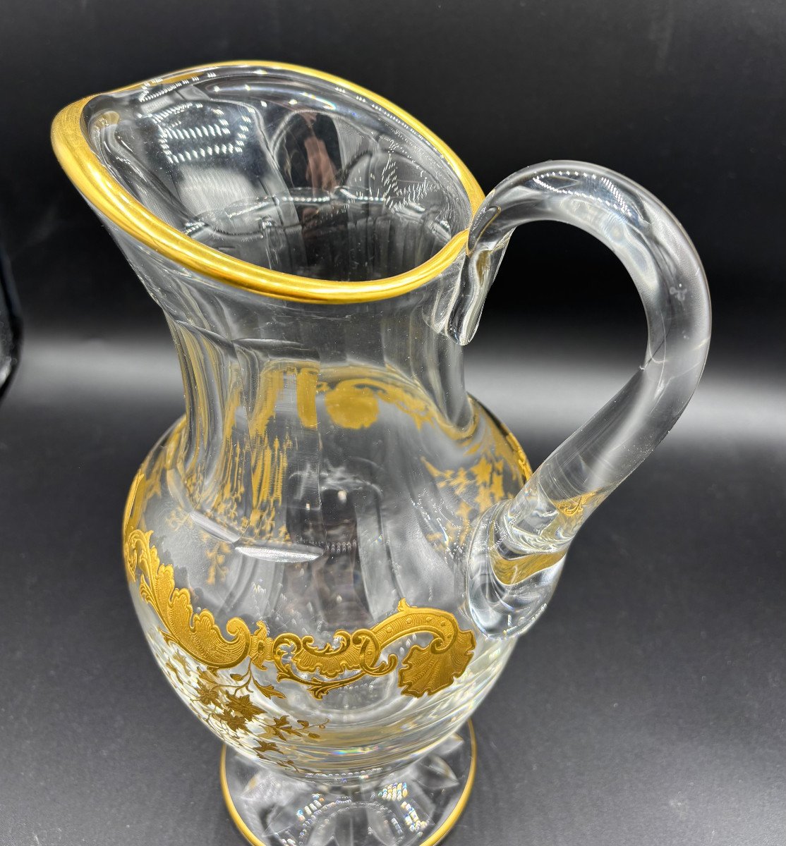 Saint Louis Crystal Water Pitcher Massenet Gold Model-photo-1