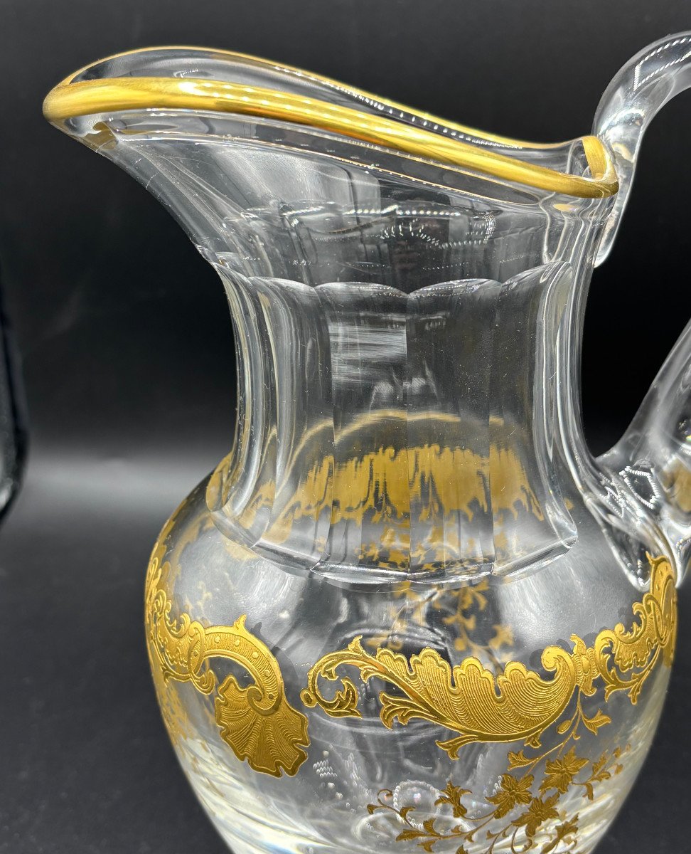 Saint Louis Crystal Water Pitcher Massenet Gold Model-photo-2