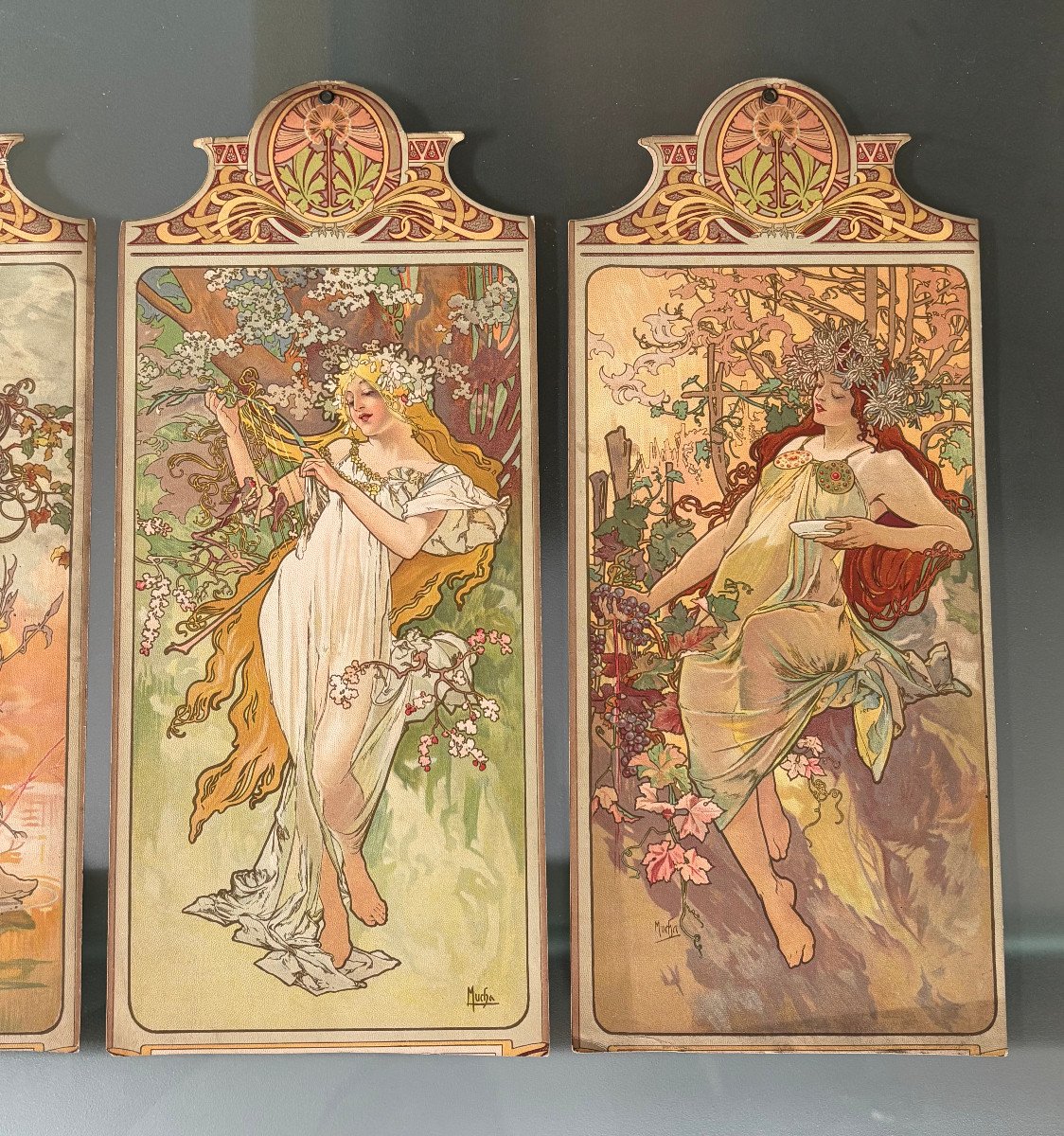 Rare Series Of Lithographs "the Seasons" Alphonse Mucha Art Nouveau 1901-photo-3