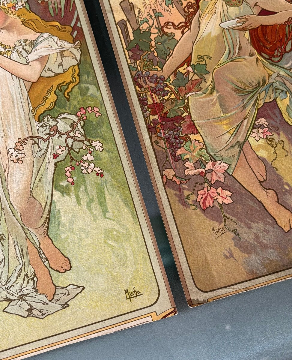 Rare Series Of Lithographs "the Seasons" Alphonse Mucha Art Nouveau 1901-photo-5