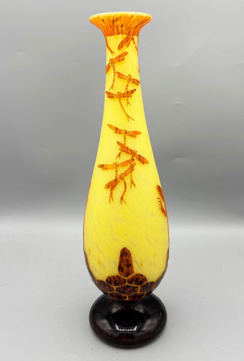 Rare Vase Art Déco "Lézards" Schneider - Le Verre Français-photo-3