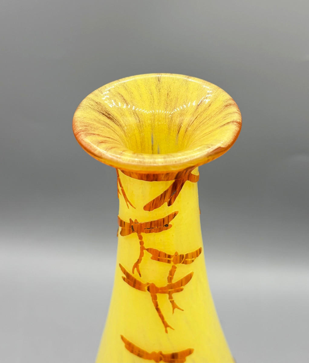 Rare Art Deco Vase "lizards" Schneider - Le Verre Francais-photo-4