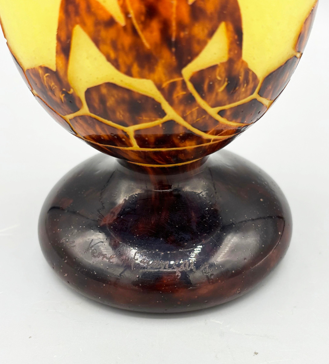 Rare Vase Art Déco "Lézards" Schneider - Le Verre Français-photo-3