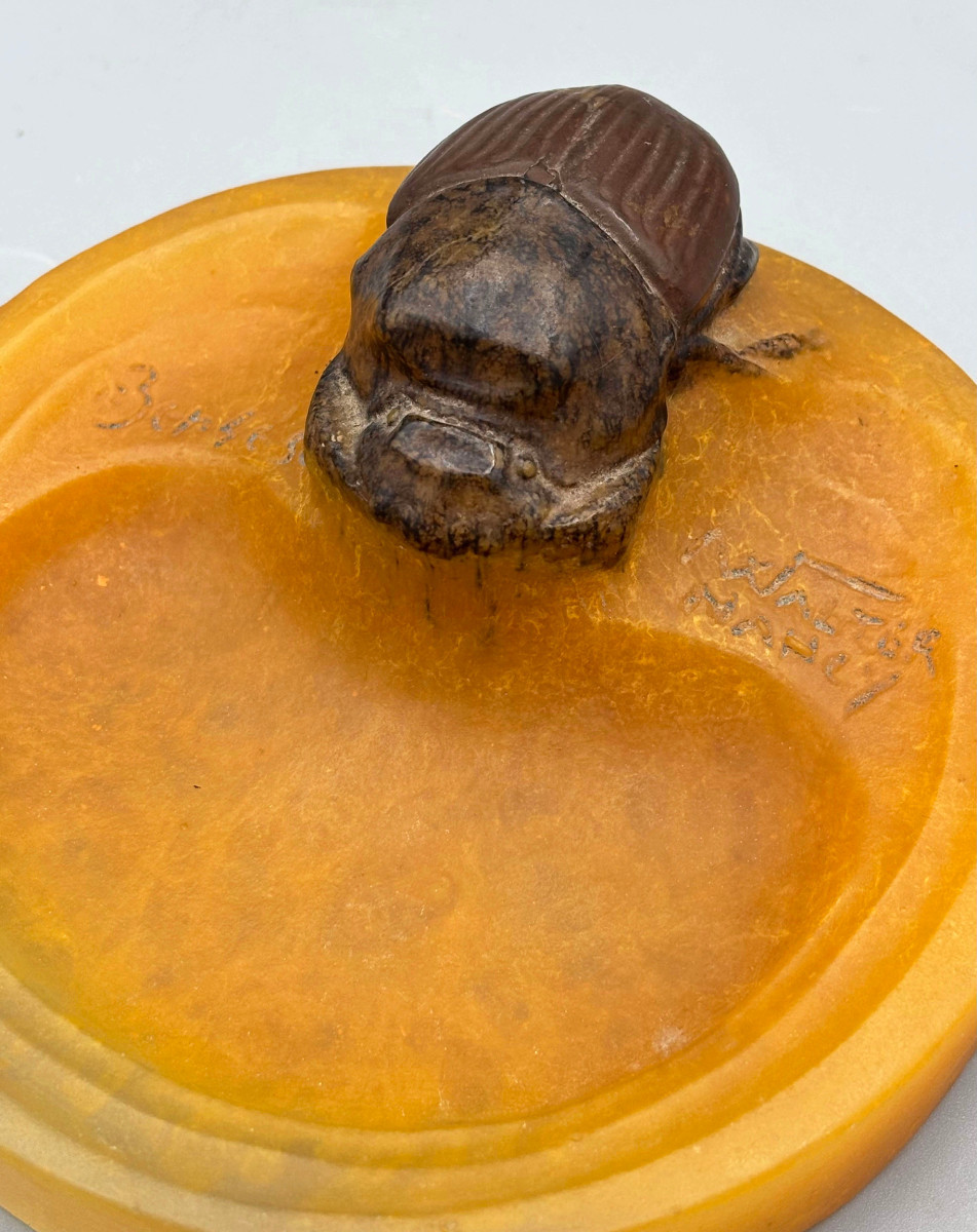 Vide Poche Pate De Verre Art Nouveau "Scarabée" Amalric Walter et Henri Bergé-photo-1