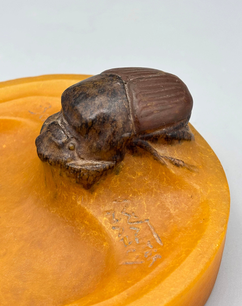 Vide Poche Pate De Verre Art Nouveau "Scarabée" Amalric Walter et Henri Bergé-photo-2