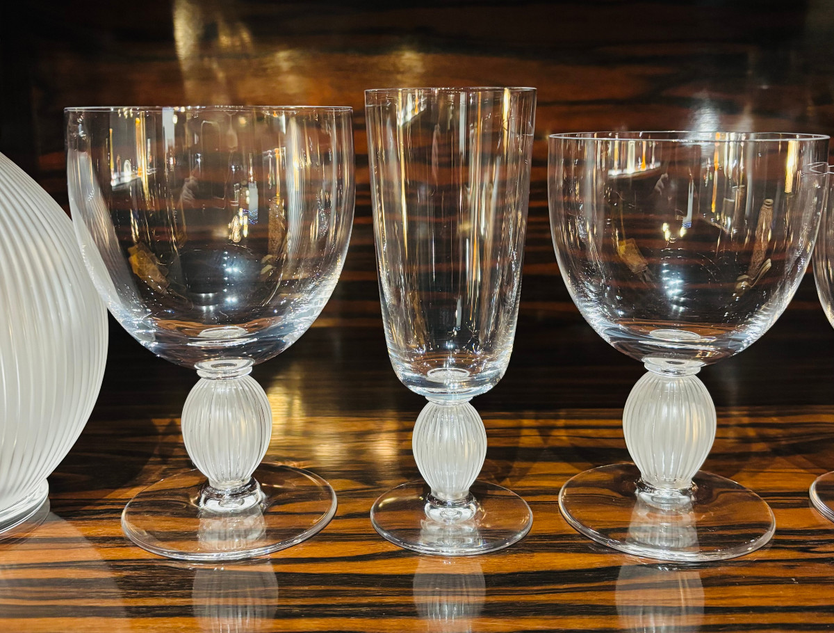 Service de Verres en Cristal Lalique Modèle Langeais 62 Pièces Complet-photo-3