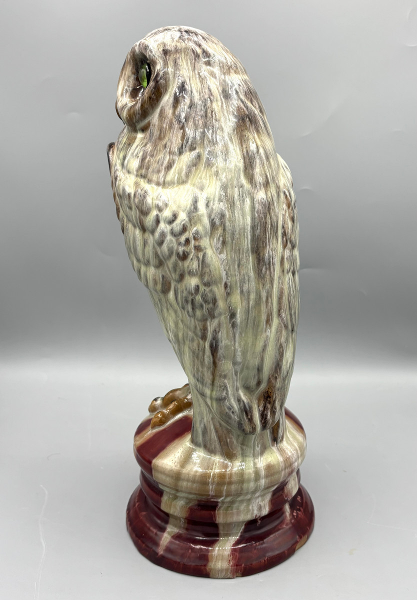 Rare Art Nouveau Owl In Glazed Ceramic By Emile Gallé In Nancy-photo-4