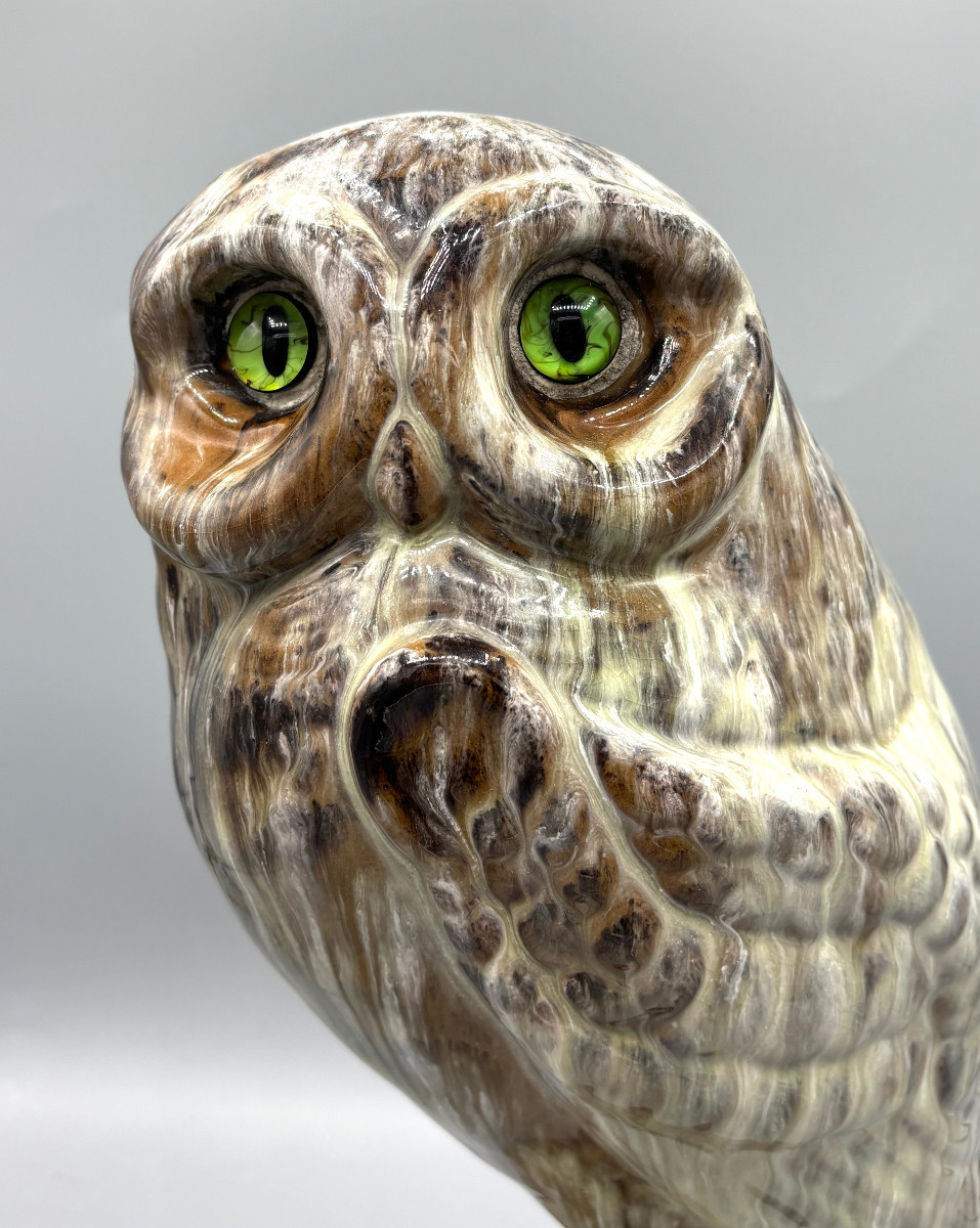 Rare Art Nouveau Owl In Glazed Ceramic By Emile Gallé In Nancy-photo-1