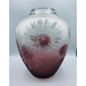 Imposant Vase Art Déco Schneider - Le Verre Français Vers 1930