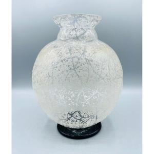 Vase Art Déco En Verre Gravé à l'Acide Daum Nancy France 1930