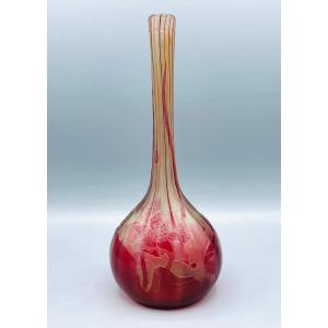 Art Nouveau Talking Vase With Lotuses Emile Gallé Nancy Japanese Fire Polished 1900