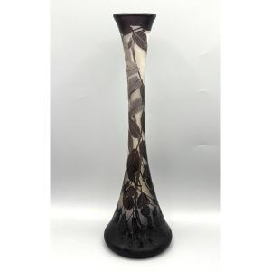 Vase Art Nouveau à Décor De Glycines d'Argental 