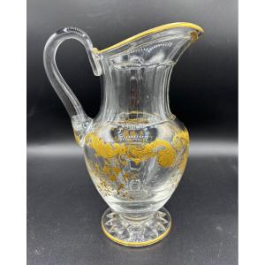 Saint Louis Crystal Water Pitcher Massenet Gold Model