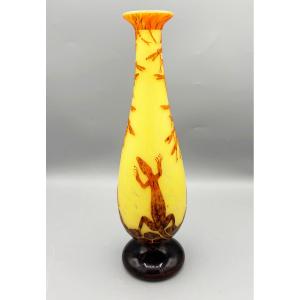 Rare Vase Art Déco "Lézards" Schneider - Le Verre Français