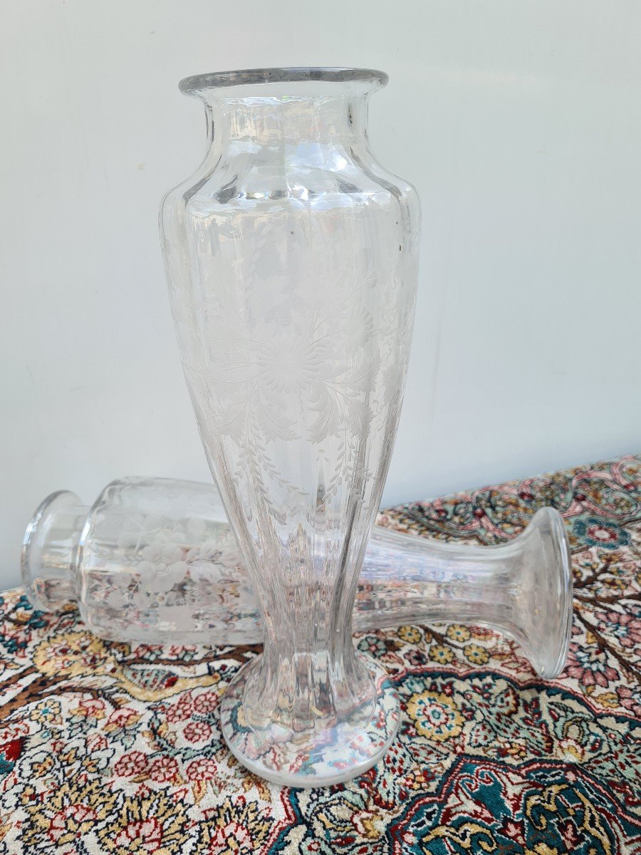 Large Pair Of Cut Crystal Vase-photo-2
