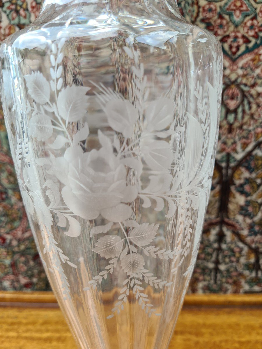 Grande Paire De Vase En Cristal Taillé-photo-3