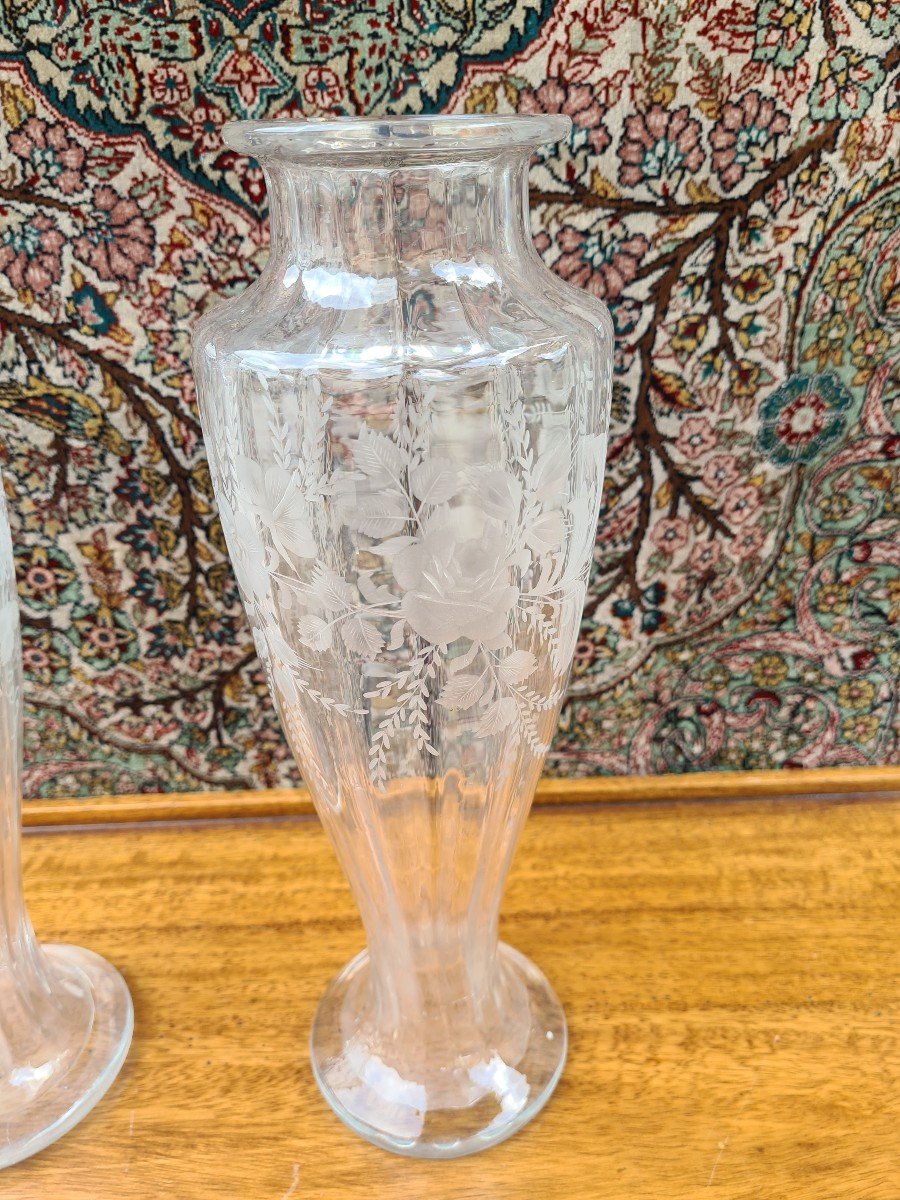 Large Pair Of Cut Crystal Vase-photo-4