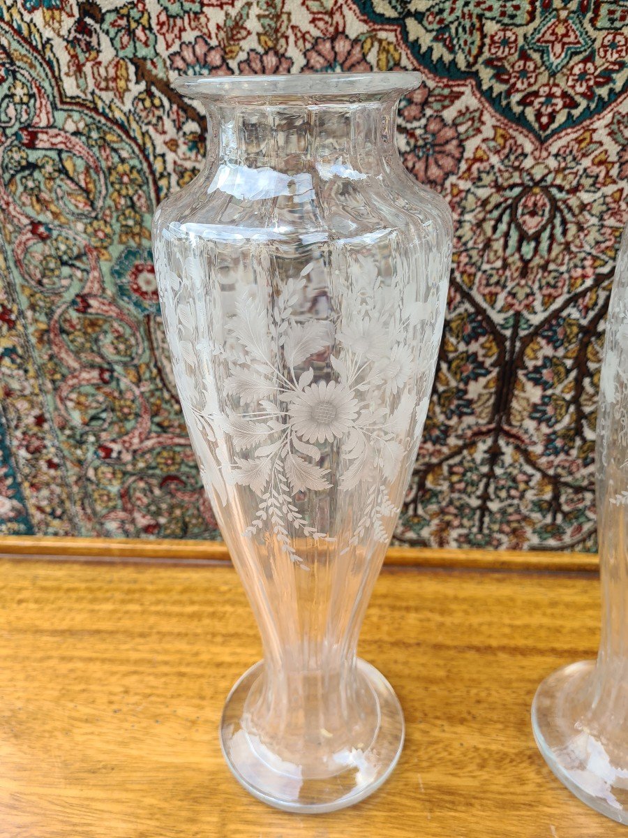 Large Pair Of Cut Crystal Vase-photo-5