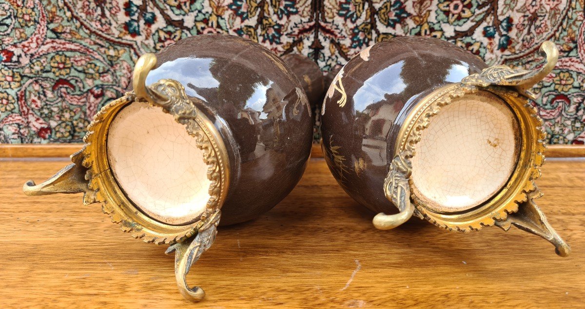 Pair Of Late 19th Century Tiled Vases -photo-3