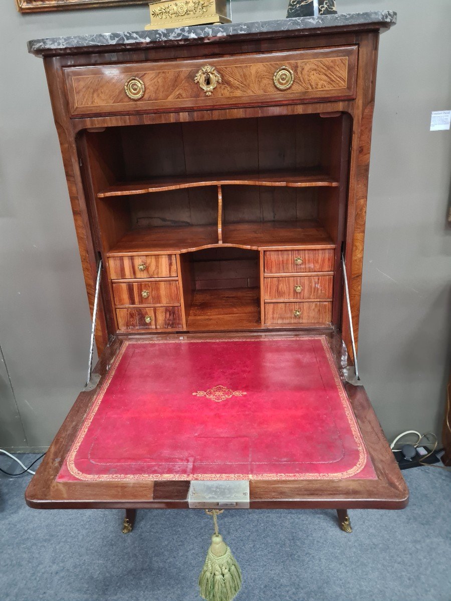 Marquetry Secretary, 18th Stamped Paveaux-photo-3