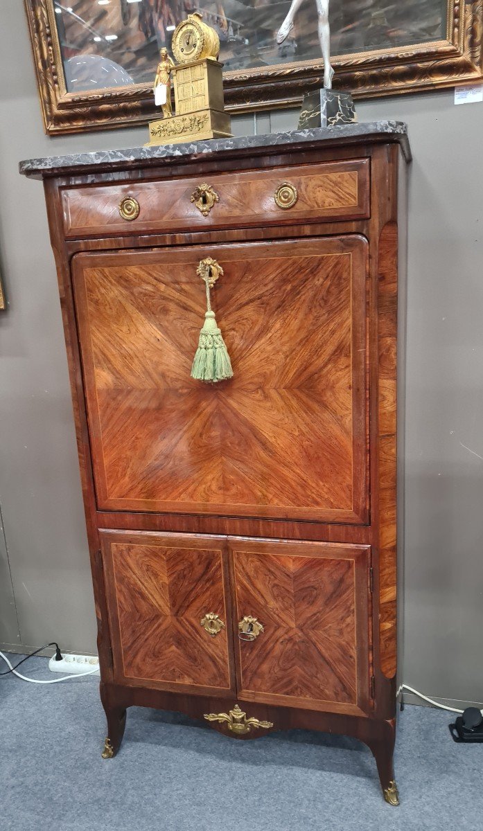 Marquetry Secretary, 18th Stamped Paveaux-photo-4
