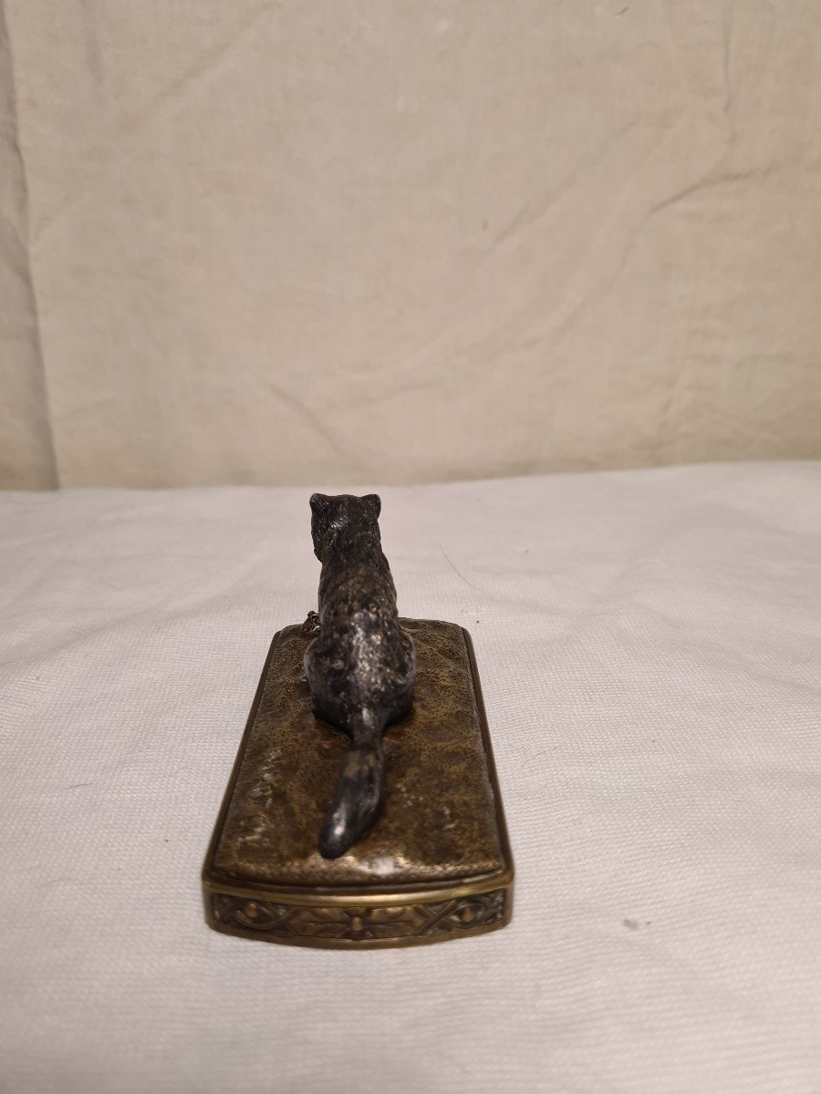 Small Bronze Cat And Mouse Signed Martel-photo-3