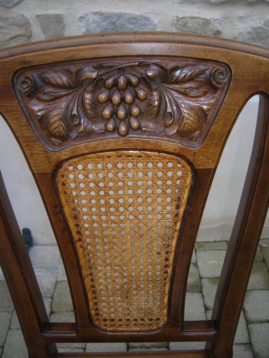 6 Chaises En Noyer Art Nouveau-photo-2