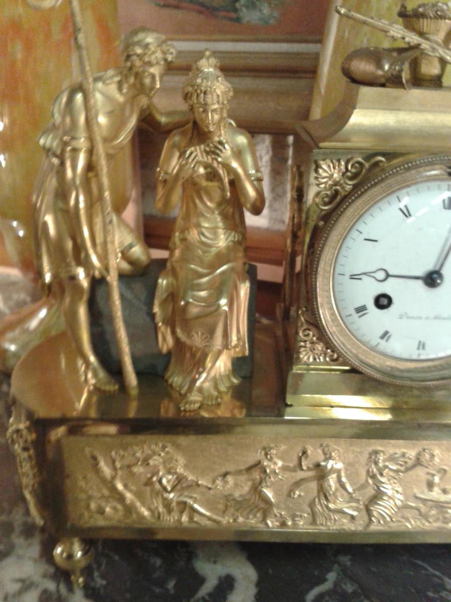 Clock With Gilt Bronze 18th About The Greek Mythology-photo-1