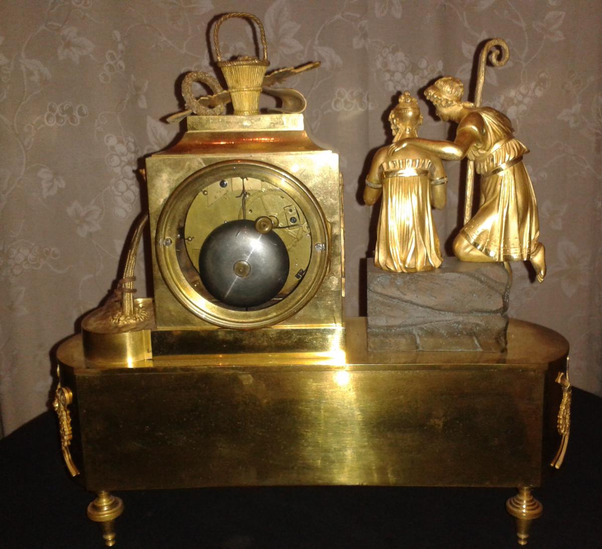 Clock With Gilt Bronze 18th About The Greek Mythology-photo-2