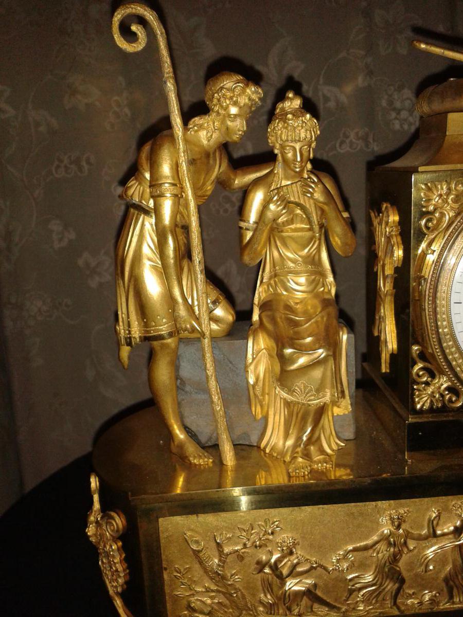 Clock With Gilt Bronze 18th About The Greek Mythology-photo-5