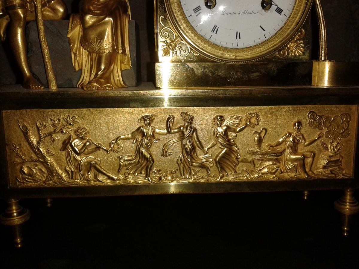 Clock With Gilt Bronze 18th About The Greek Mythology-photo-6