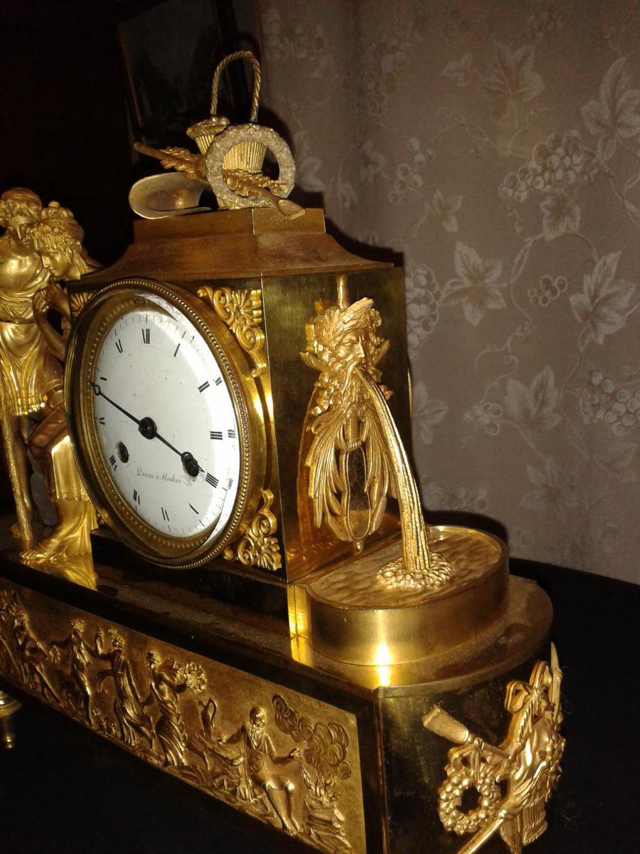 Clock With Gilt Bronze 18th About The Greek Mythology-photo-7