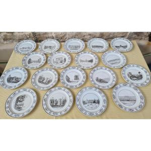 18 Plates In Fine Creil Earthenware Early 19th